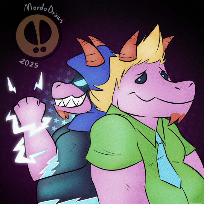 Half-Body Commission with simple background, free minimal shading and two characters