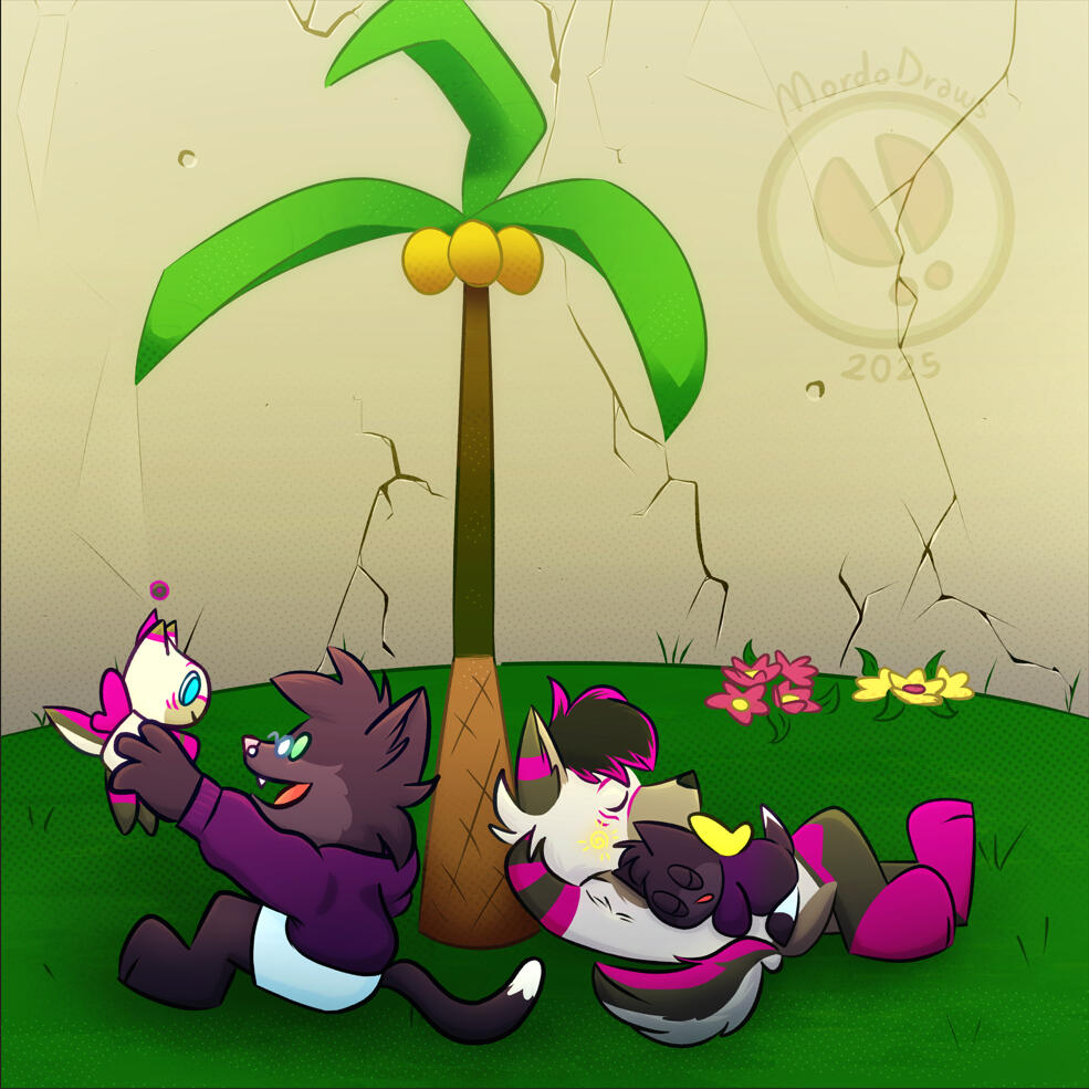 Full Body Commission with shading, detailed background and two characters.